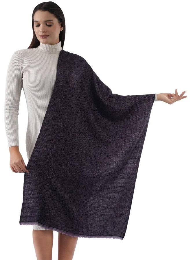 إي أتش وشاح من الكشمير الخالص 100%، بنمط خلية النحل بلونين، طبقتان كبيرتان دافئتان وناعمتان كالحرير، مناسب للجنسين (بنفسجي وأسود) - Image 3