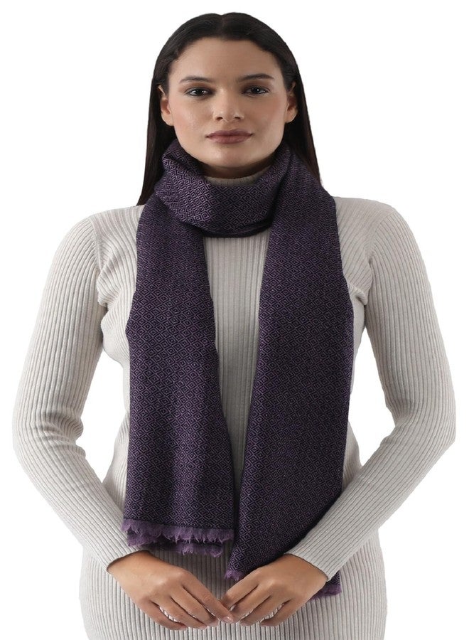 إي أتش وشاح من الكشمير الخالص 100%، بنمط خلية النحل بلونين، طبقتان كبيرتان دافئتان وناعمتان كالحرير، مناسب للجنسين (بنفسجي وأسود) - Image 1