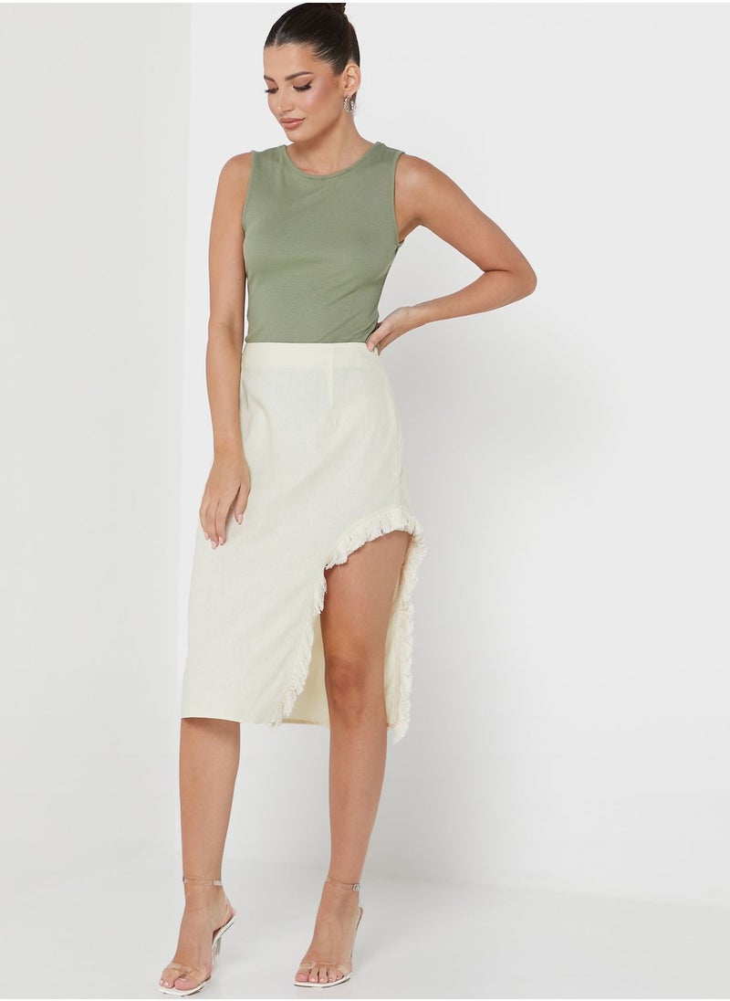 boohoo Strappy Side Split Asymmetric  Skirt  - Image 1