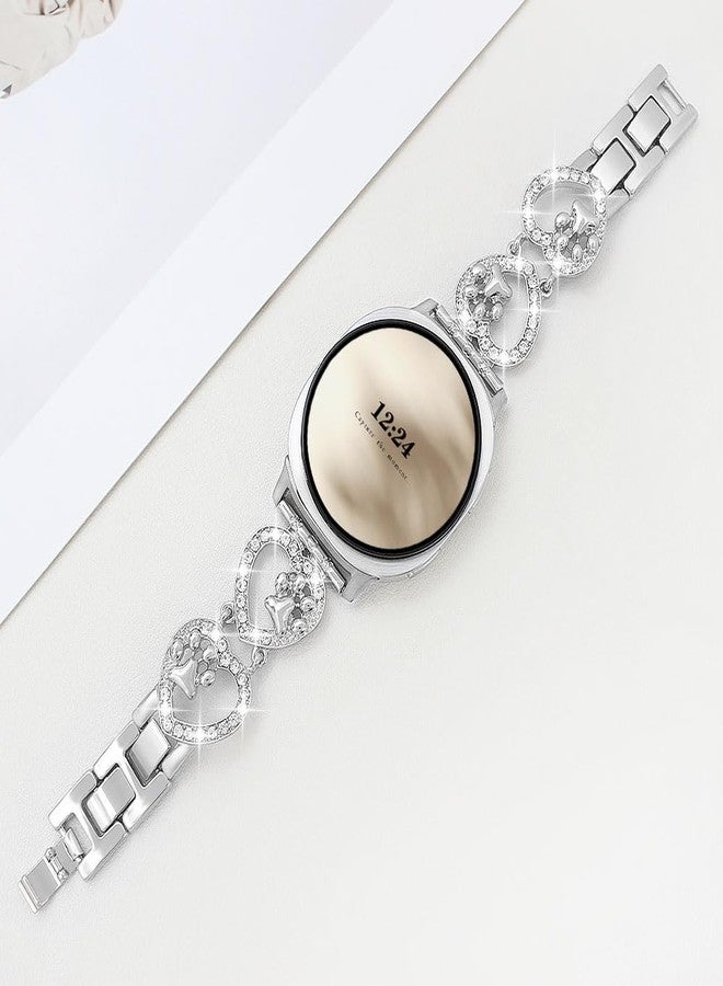 YONWORTH Bling Metal Band Compatible with Samsung Galaxy Watch 8 40mm/44mm,Galaxy Watch 8 Classic 46mm,Love Heart Shape Bracelet Dog Paw Wristband Women (Silver) - Image 5