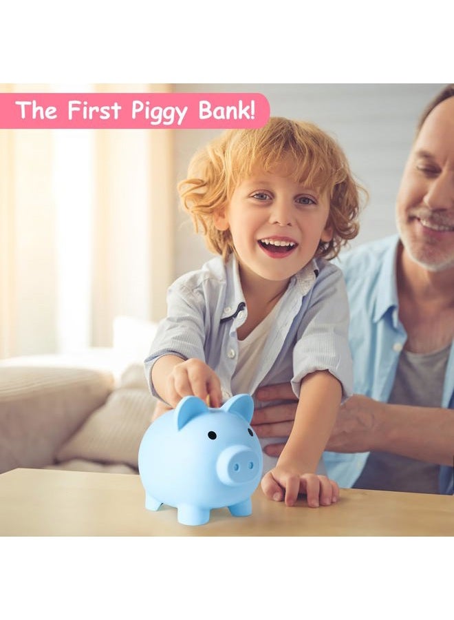 PJDRLLC Piggy Bank, Unbreakable Plastic Money Bank, Coin Bank for Girls and Boys, Medium Size Piggy Banks, Practical Gifts for Birthday, Easter, Christmas (Blue) - Image 2
