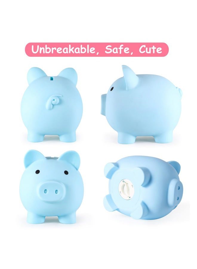 PJDRLLC Piggy Bank, Unbreakable Plastic Money Bank, Coin Bank for Girls and Boys, Medium Size Piggy Banks, Practical Gifts for Birthday, Easter, Christmas (Blue) - Image 4