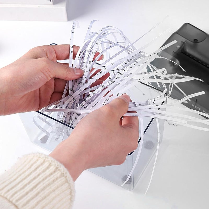 Mini Manual Paper Shredder with Wastebasket, Portable Paper Shredder, Handheld Shredder, Suitable for A6 Paper, Straight Cut, Documents Paper Cutting Tool for Home Office Desktop - Image 4
