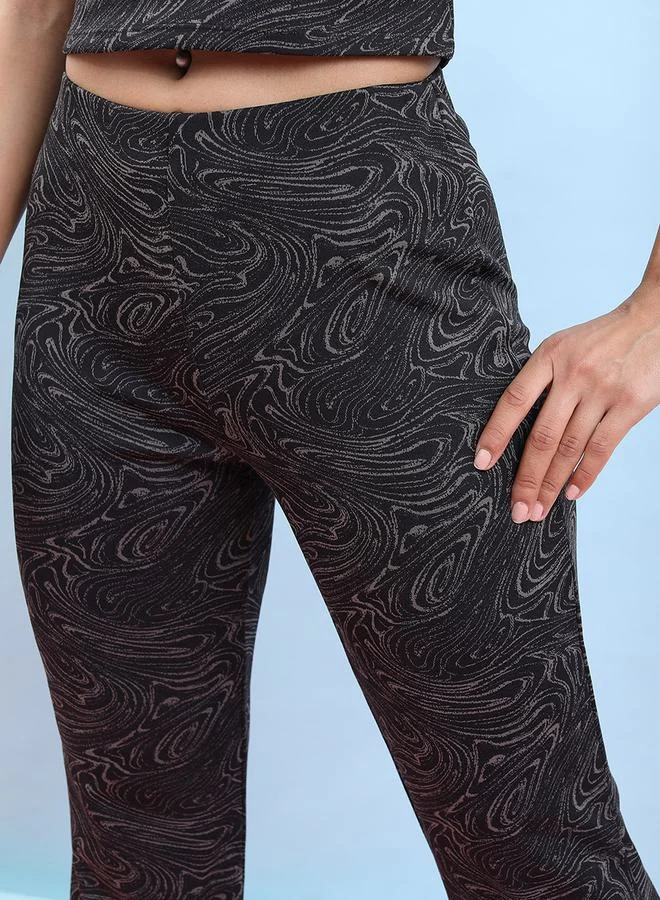 Tokyo Talkies Marble Printed Bootcut Trousers