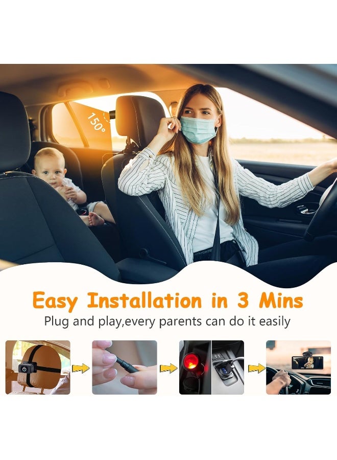 Yakry 2-Kids Baby Car Camera for Seat: 6.9 Inch Ultrawide Display with Two Cameras Rear Facing - USB Powered Backseat Camera HD 1080P Easy to Install - Image 5