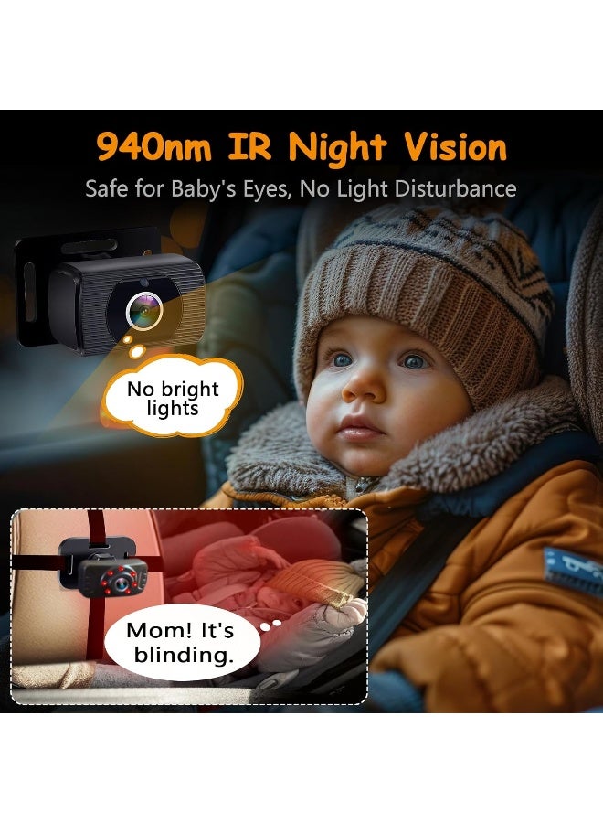 Yakry 2-Kids Baby Car Camera for Seat: 6.9 Inch Ultrawide Display with Two Cameras Rear Facing - USB Powered Backseat Camera HD 1080P Easy to Install - Image 4