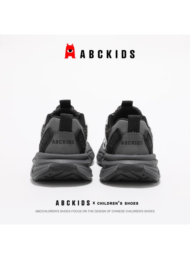 Abc Kids Boys And Girls Autumn Running Shoes Breathable Mesh Versatile Sneakers With Rotary Buckle Fashion Casual Shoes, Black And Silver, Size 36 - Image 5