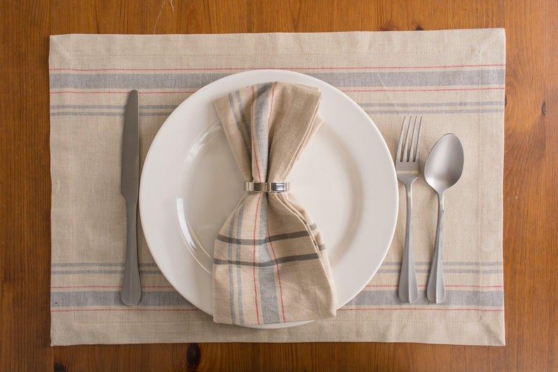 DII 100% Cotton Machine Washable, Everyday French Placemat for Dinner Parties, Summer & Outdoor Picnics, Set of 6 Set, Gray Stripes - Image 3