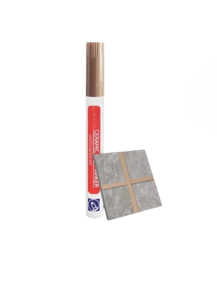 Wall Grout Restorer Marker Pen, Waterproof Grout Tile Pen, Easy To Use Grout Restoration Pen, Repair Pen For Tiles, Wall, Floor Tile Grout, Floor, Kitchens And Bathrooms, (1pc, Light Brown) - Image 1