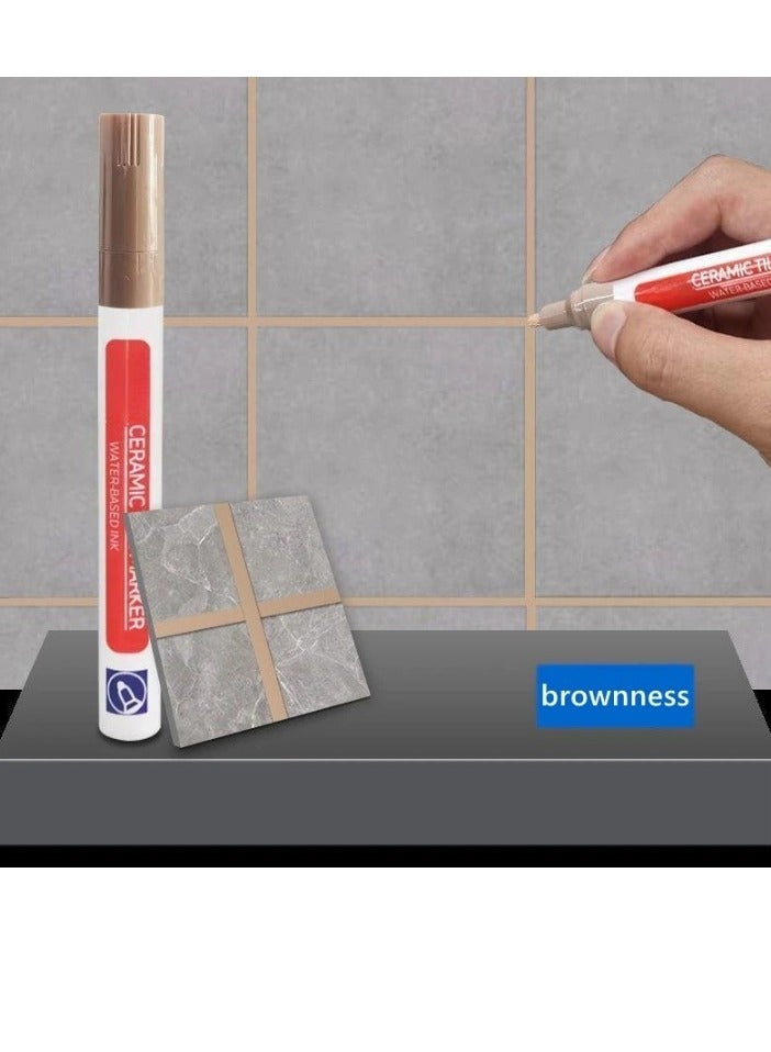 Wall Grout Restorer Marker Pen, Waterproof Grout Tile Pen, Easy To Use Grout Restoration Pen, Repair Pen For Tiles, Wall, Floor Tile Grout, Floor, Kitchens And Bathrooms, (1pc, Light Brown) - Image 2