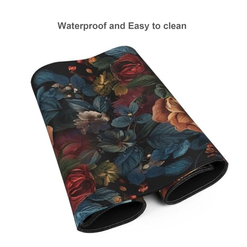 KOBWOPI 35.4 x 15.7 in, Waterproof XXL Large Mouse Pad for Desk, Extended Keyboard Mouse Mat for Computer Office, Big Laptop Mouse pad, Gaming Pc-Vintage Chic Rose Flowers - Image 4