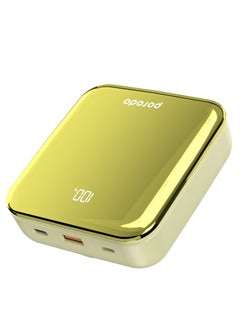 20000 mAh Compact Power Bank with Type-C, Lightning, USB-A Cable - Gold