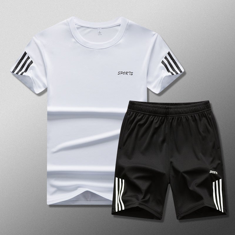 Summer Sports Suit Men'S Short-Sleeved Quick-Drying Clothes Breathable Cool Shorts Outdoor Running Sports Leisure Two-Piece Suit - Image 2