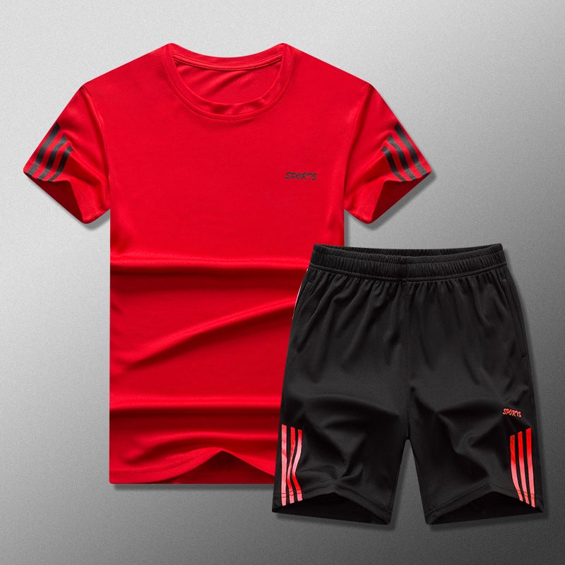 Summer Sports Suit Men'S Short-Sleeved Quick-Drying Clothes Breathable Cool Shorts Outdoor Running Sports Leisure Two-Piece Suit - Image 5