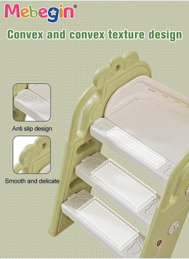 MEBEGIN - Folding Slide with Adorable Appearance, Freestanding Climber Playset, Durable Sturdy Slide with Three-stage Slide Design, Solid Base, Smooth Edges and Corners, Indoor and Outdoor Use, Ideal Gifts for Kids, 40*112*55cm - Image 1