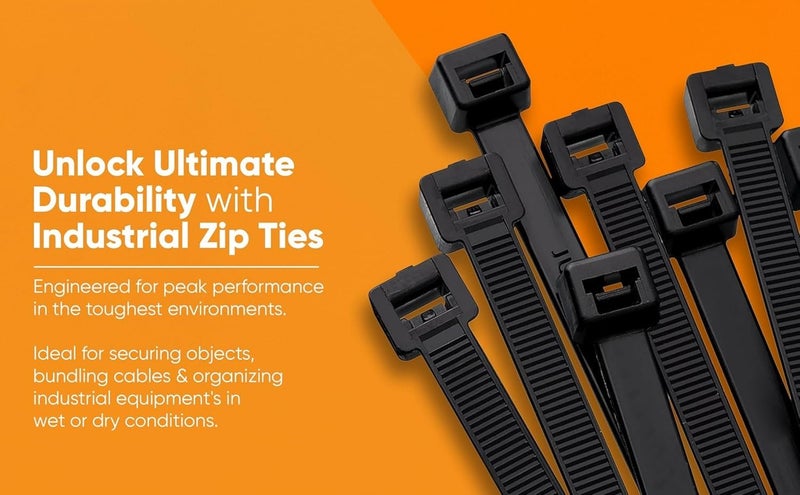 SCHOFIC Cable Zip Ties Heavy Duty 368 MM [SIZE 14.5 INCH], Ultra Strong Plastic [POLYAMIDE] Wire Ties with 49 Pounds Tensile Strength, Nylon Tie Wraps with 4.8 MM Width (25, Color May Vary) - Image 2