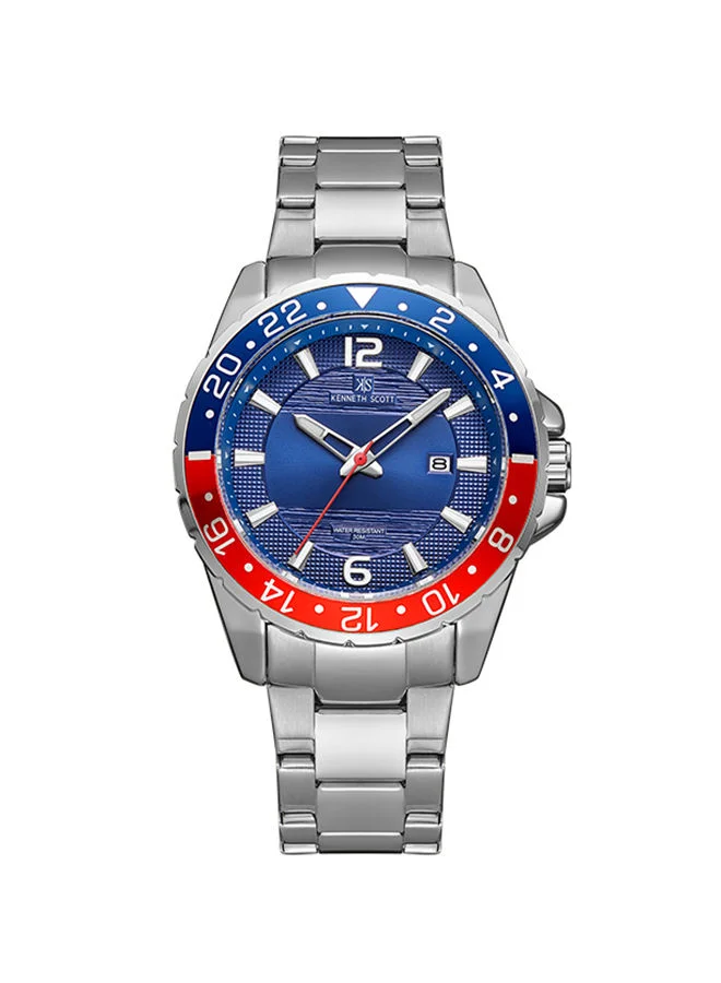 KENNETH SCOTT Men's Analog Tonneau Shape Stainless Steel Wrist Watch K22041-SBSN - 44 Mm