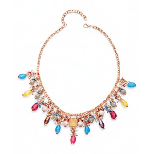 SANJOYA by EVERSTYLISH Embellished Necklace for Women | Golden Multicolor Beaded Statement Neckpiece | Ethnic Jewelry for Weddings, Festivals & Special Occasions - Image 1