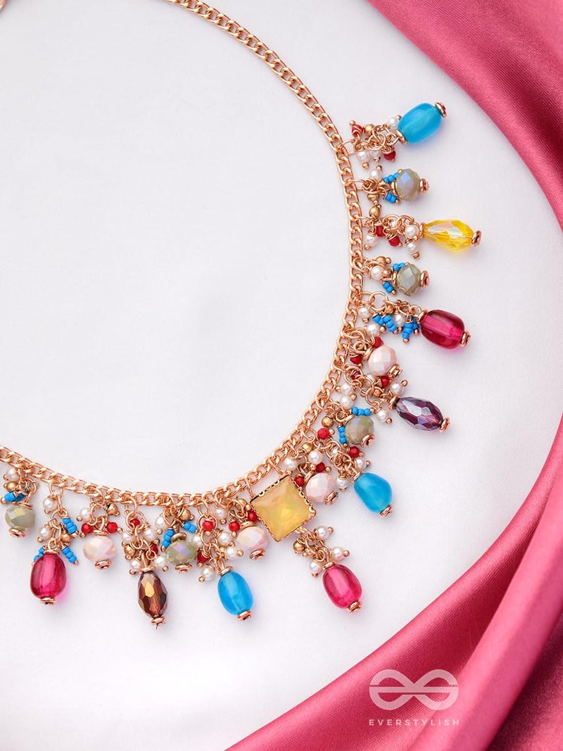 SANJOYA by EVERSTYLISH Embellished Necklace for Women | Golden Multicolor Beaded Statement Neckpiece | Ethnic Jewelry for Weddings, Festivals & Special Occasions - Image 3