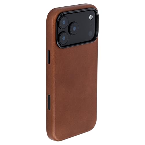Dockem Genuine Leather Case for iPhone 17 Pro Max Compatible with MagSafe, with Capacitive Camera Control Button (MSGL, Brown) - Image 1