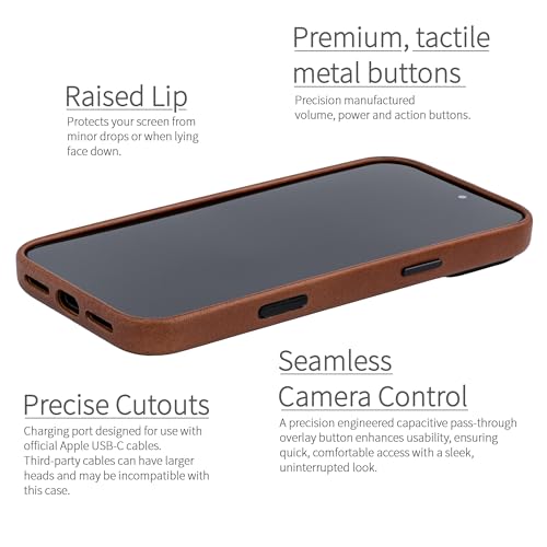 Dockem Genuine Leather Case for iPhone 17 Pro Max Compatible with MagSafe, with Capacitive Camera Control Button (MSGL, Brown) - Image 3
