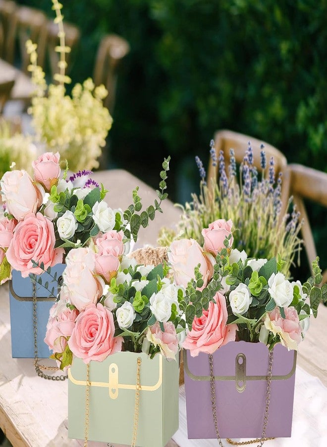 Wazoci 4pcs Paper Flower Bags for Bouquets, Flower Boxes for Arrangements, Paper Flower Gift Bags with Handles Florist Supplies for Weddings Mother's Day (Beige) - Image 5