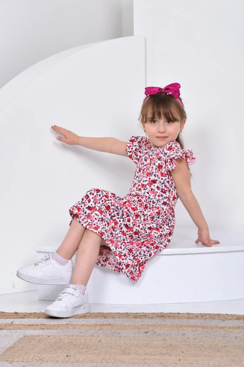 بدز ديري BDZ Leather Colored Short Sleeve Cotton Girl's Dress