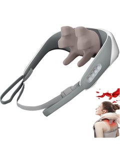 PENG GENERAL Shiatsu Neck and Shoulder Massager with Heat for Pain Relief Deep Tissue, Massage at home for Muscle Relaxation (Grey/White)  - Image 1