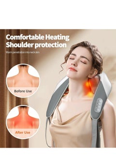 PENG GENERAL Shiatsu Neck and Shoulder Massager with Heat for Pain Relief Deep Tissue, Massage at home for Muscle Relaxation (Grey/White)  - Image 2