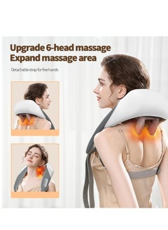 PENG GENERAL Shiatsu Neck and Shoulder Massager with Heat for Pain Relief Deep Tissue, Massage at home for Muscle Relaxation (Grey/White)  - Image 4