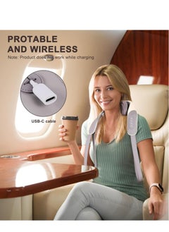 PENG GENERAL Shiatsu Neck and Shoulder Massager with Heat for Pain Relief Deep Tissue, Massage at home for Muscle Relaxation (Grey/White)  - Image 5