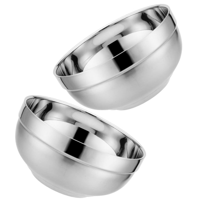 2 Pack Stainless Steel Mixing Bowls 700ml Heat Resistant For Soup Noodle Salad - Image 2