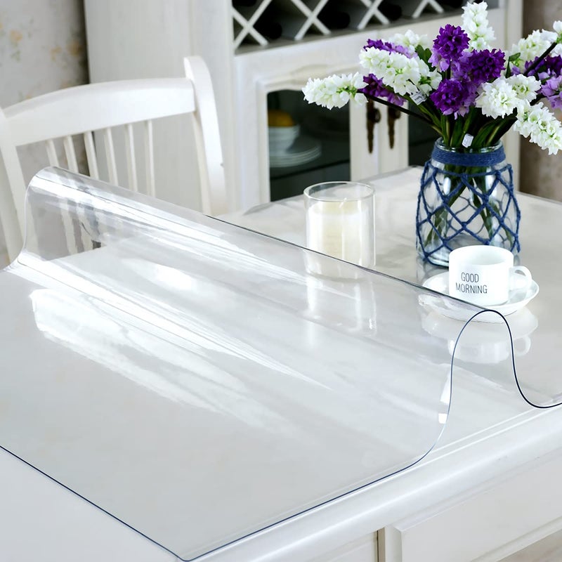 Royhom Clear Table Protector 20 x 32 Inch - 2mm Thick Plastic Table Cover, Clear Table Cover Protector Rectangle, Waterproof PVC Desk Mat for Coffee Table, Writing Desk, Dining Room, Dresser - Image 2