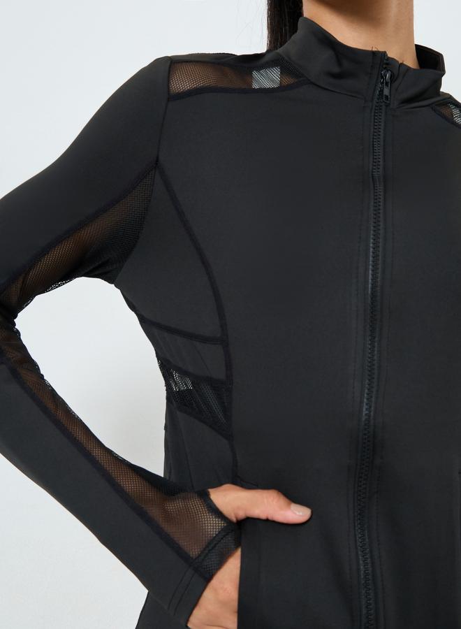Styli Active Open Net Mesh Insert Pocket Zipped Thumbhole Jacket - Image 3