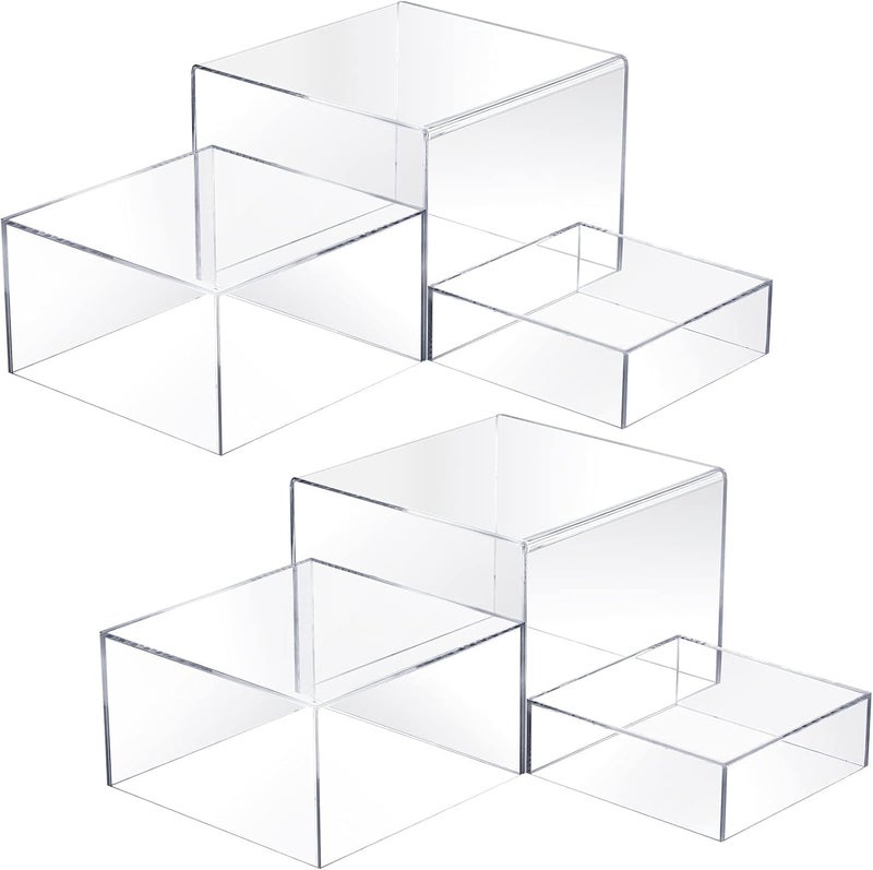 اي ار اس مجموعة ARS® من 6 قطع من حوامل عرض الطعام المصنوعة من الأكريليك الشفاف - حوامل عرض الطعام للمناسبات الخاصة بالضيافة والمقتنيات - Image 1