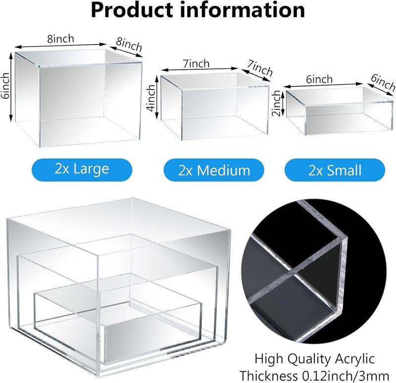 اي ار اس مجموعة ARS® من 6 قطع من حوامل عرض الطعام المصنوعة من الأكريليك الشفاف - حوامل عرض الطعام للمناسبات الخاصة بالضيافة والمقتنيات - Image 3