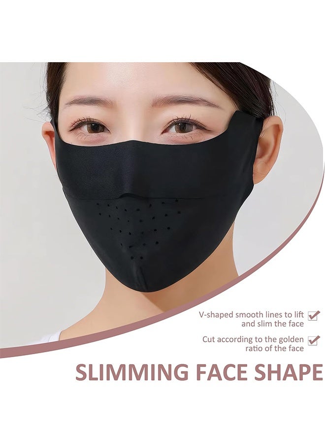 Depend 5Pcs Breathable Ice Silk Face Masks Set, UPF 50+ Face Mask For Sun Protection, Breathable Motorcycle Golf Ice Silk Mask With Adjustable Ear Loops Washable And Reusable For Men And Women (Black, Pink, Blue, Gray, Light Gray) - Image 5