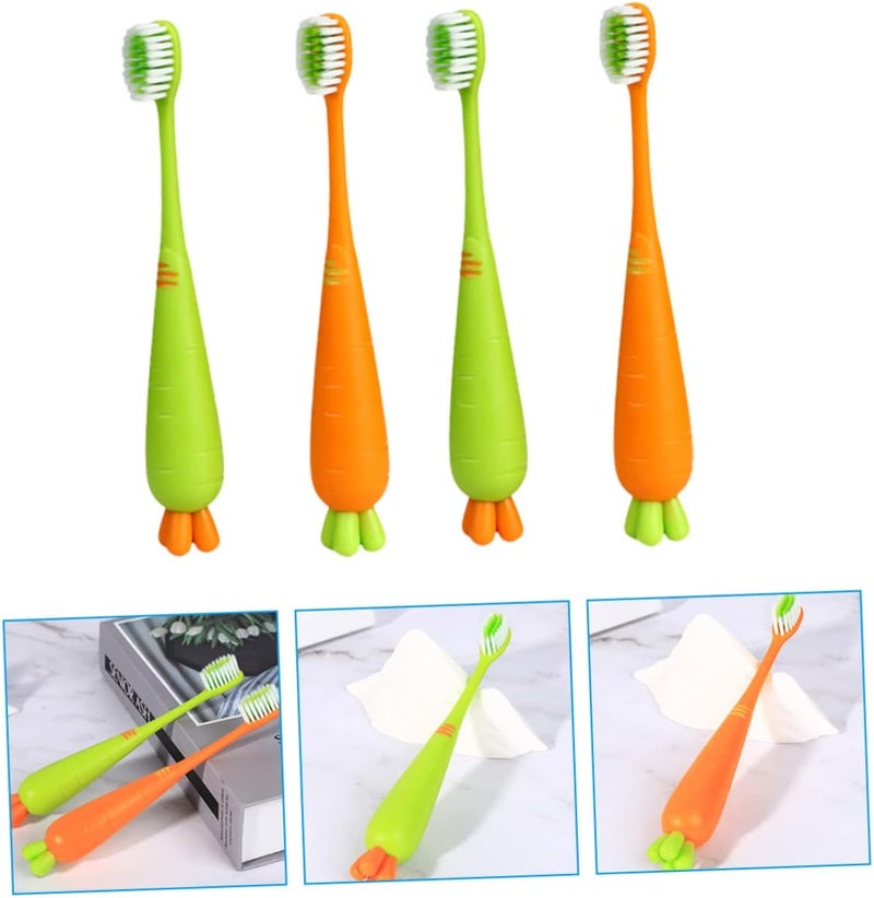Boys and Girls Toothbrush Set 4 Pack Soft Bristles Animal Carrot Design - Image 4