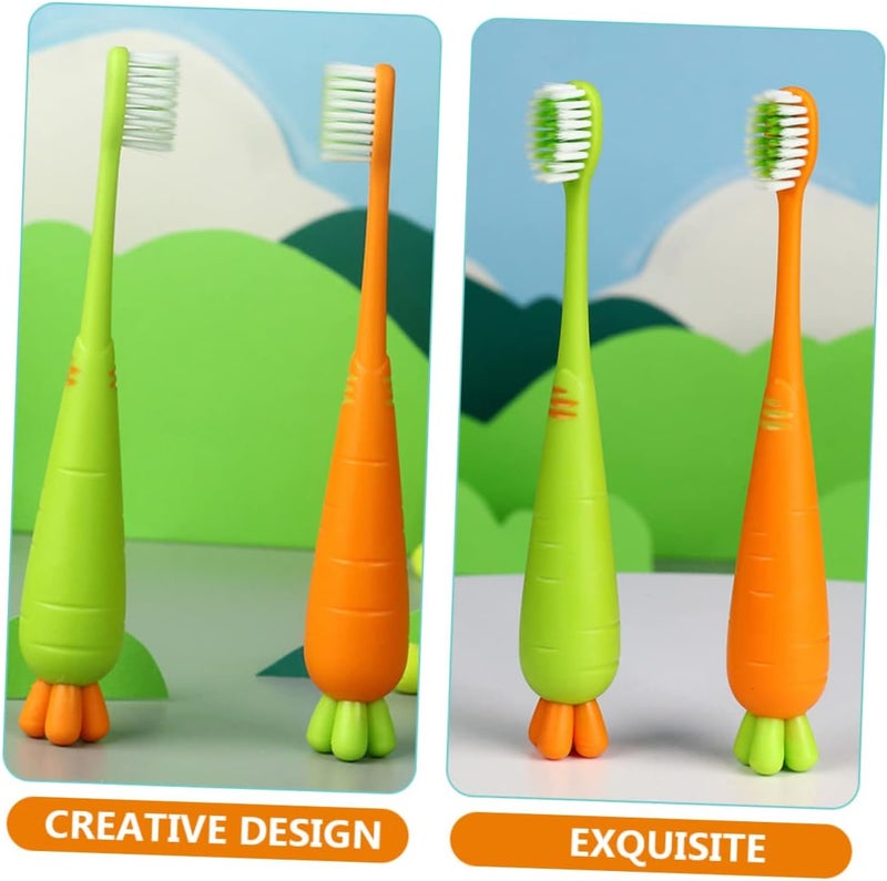 Boys and Girls Toothbrush Set 4 Pack Soft Bristles Animal Carrot Design - Image 2