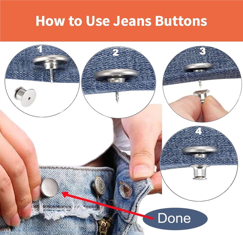 ZENGLU 8 Sets Jean Buttons pins No Sew Instant 17mm Replacement Button Adjustable Pants Buttons Kit - Image 4