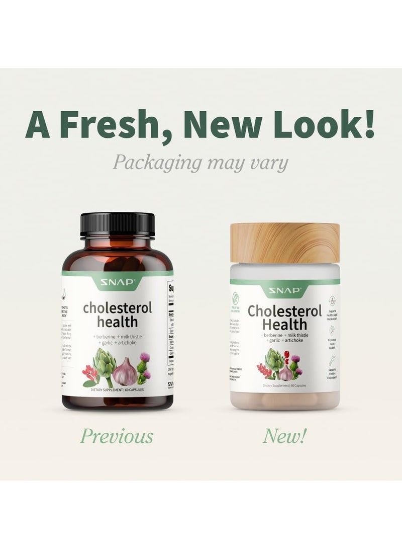 SNAP SUPPLEMENTS صحة الكوليسترول + البربرين + شوك الحليب + الثوم + الخرشوف - مكمل غذائي - يدعم مستويات الكوليسترول الصحية وصحة القلب الطبيعية، 60 كبسولة - Image 2