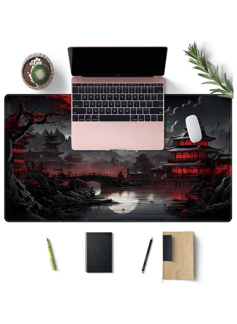 Large Mouse Pad 800mmx400mmx3mm, Non-slip Waterproof Gaming Mouse Pad, Japanese Desk Mat, Riverside Full Moon Desk Pad Extended XXL Keyboard Pad,Laptop Computer Mouse Keyboard Mat for Office Desk Decor - Image 3