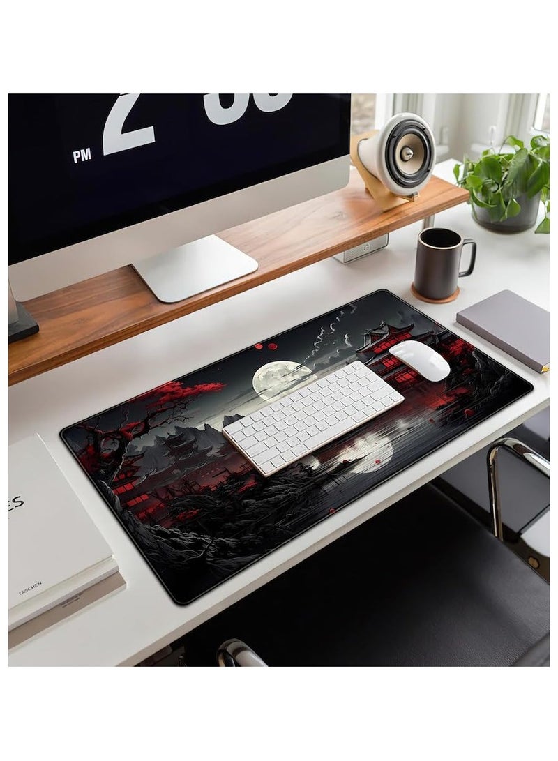 Large Mouse Pad 800mmx400mmx3mm, Non-slip Waterproof Gaming Mouse Pad, Japanese Desk Mat, Riverside Full Moon Desk Pad Extended XXL Keyboard Pad,Laptop Computer Mouse Keyboard Mat for Office Desk Decor - Image 4