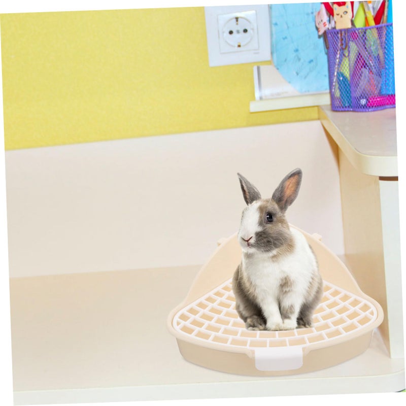 Gray Triangle Litter Box For Small Pets Rabbits Hamsters Guinea Pigs Corner Potty Tray - Image 4