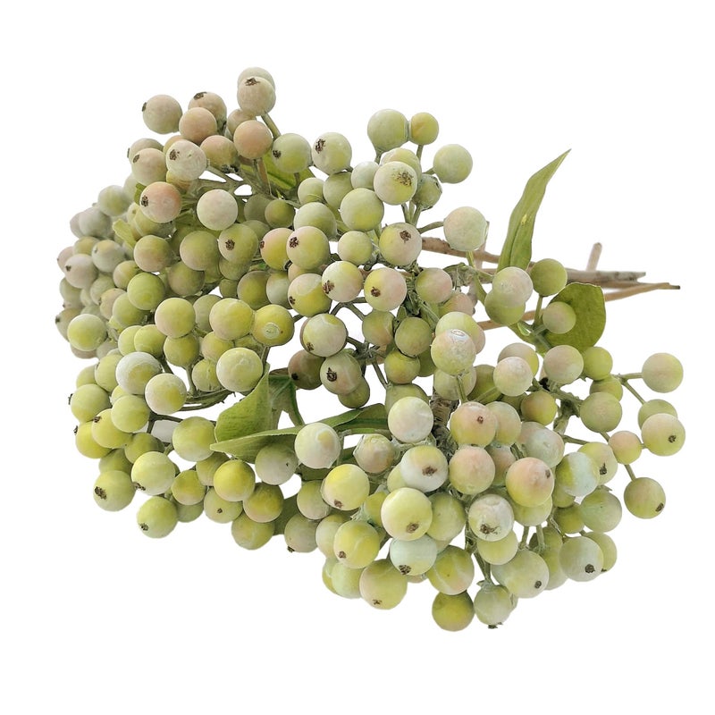 M2cbridge Pack of 6 Green Artificial Berry Stems Christmas Picks Wreath Ornament(Frost Green) - Image 1