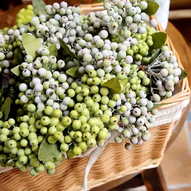 M2cbridge Pack of 6 Green Artificial Berry Stems Christmas Picks Wreath Ornament(Frost Green) - Image 5