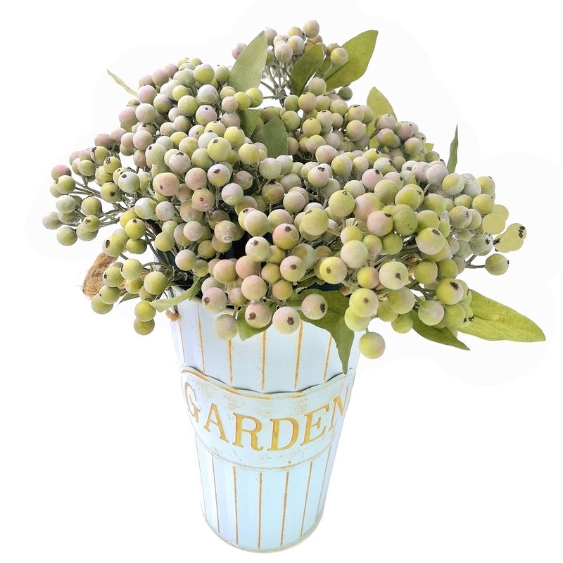 M2cbridge Pack of 6 Green Artificial Berry Stems Christmas Picks Wreath Ornament(Frost Green) - Image 2