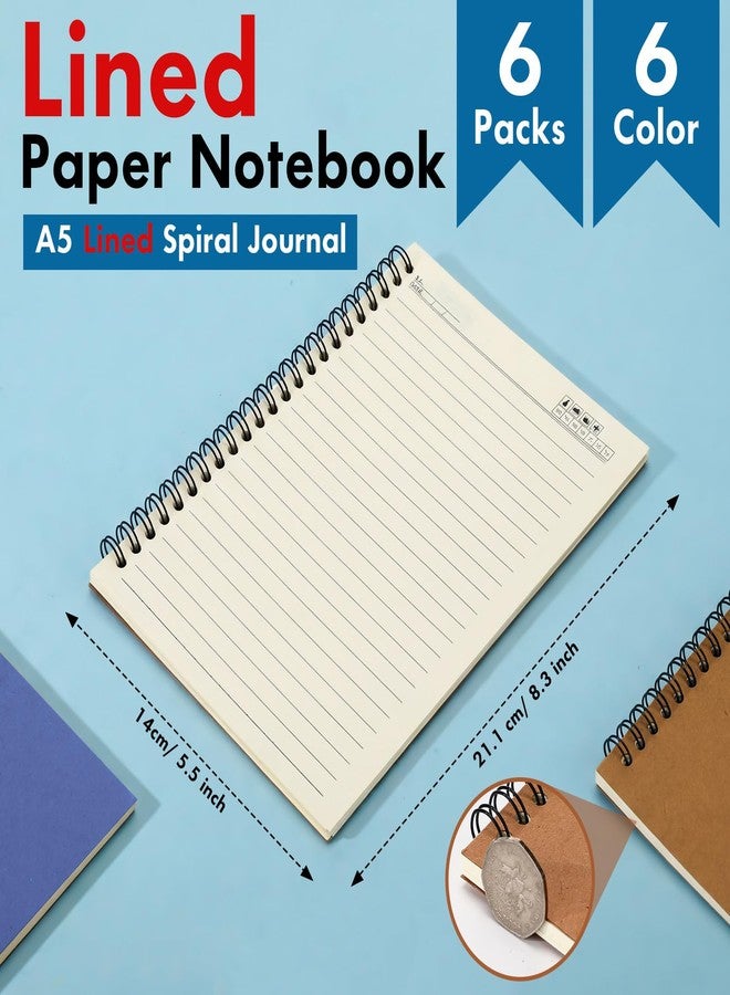 Epakh 6 Pack Spiral Notebooks A5 Bulk Back to School Hardcover Spiral Journal Notebook 5.5 x 8.3 Inch, First Day of School Journal Paper Notebook for Writing, 50 Sheets 100 Page - Image 2