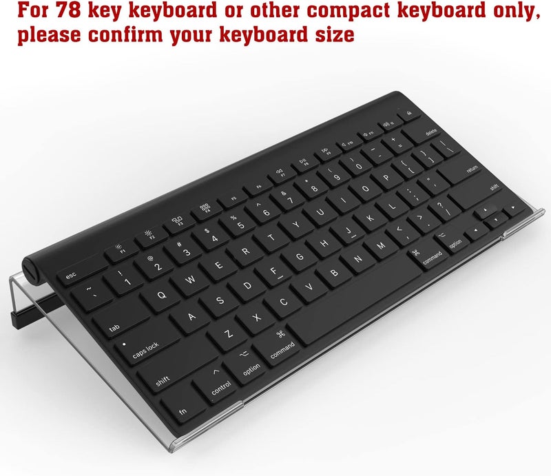 KOTEMON Mini Computer Keyboard Stand-11.8'' x 5.1''-Small Computer Keyboard Tray Acrylic Keyboard Holder for 78 Keys Universal Compact Keyboard, with Black Silicone Strip, Clear - Image 3