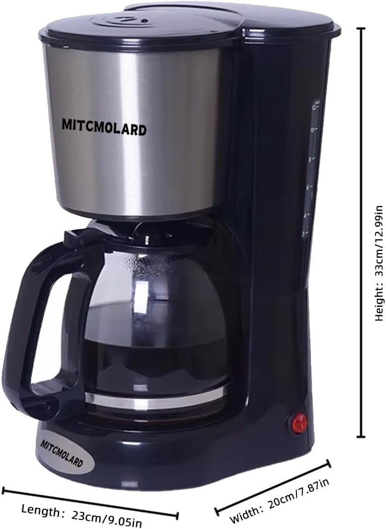 MITCMOLARD Drip Coffee Machine, 1.5 L Filter Coffee Maker 12 Cup Capacity, Anti Drip | Black American Coffee Machine, 900 W, Automatic Shut-off, Boil Dry Protection, Keep Warm Function - Image 2